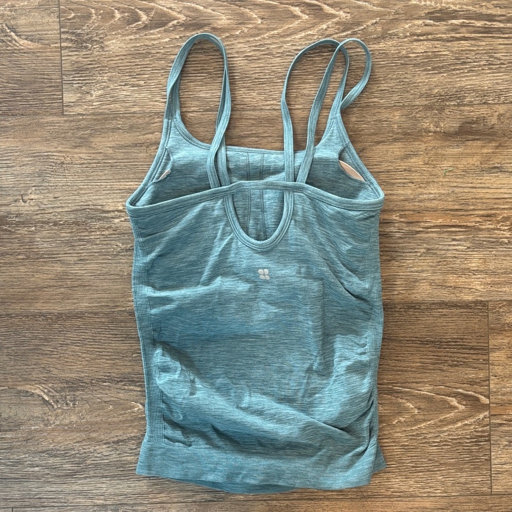 Sweaty Betty Double Strap Tank in Aqua Blue Women's Size XS - Picture 2 of 5